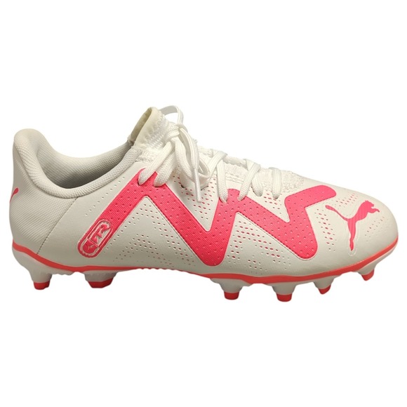 PUMA Future Play FG/AG Soccer Cleats Youth Size White Pink Lace